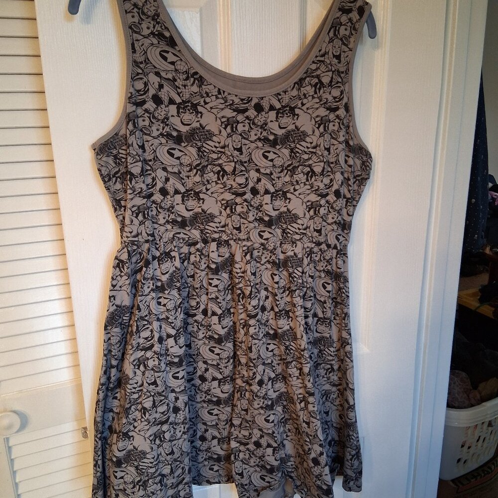 Marvel by Her Universe Dress, Size XL, Grey/Black